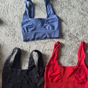 BUNDLE OF 3 Free People movement good karma bra - Blue, Black, Red